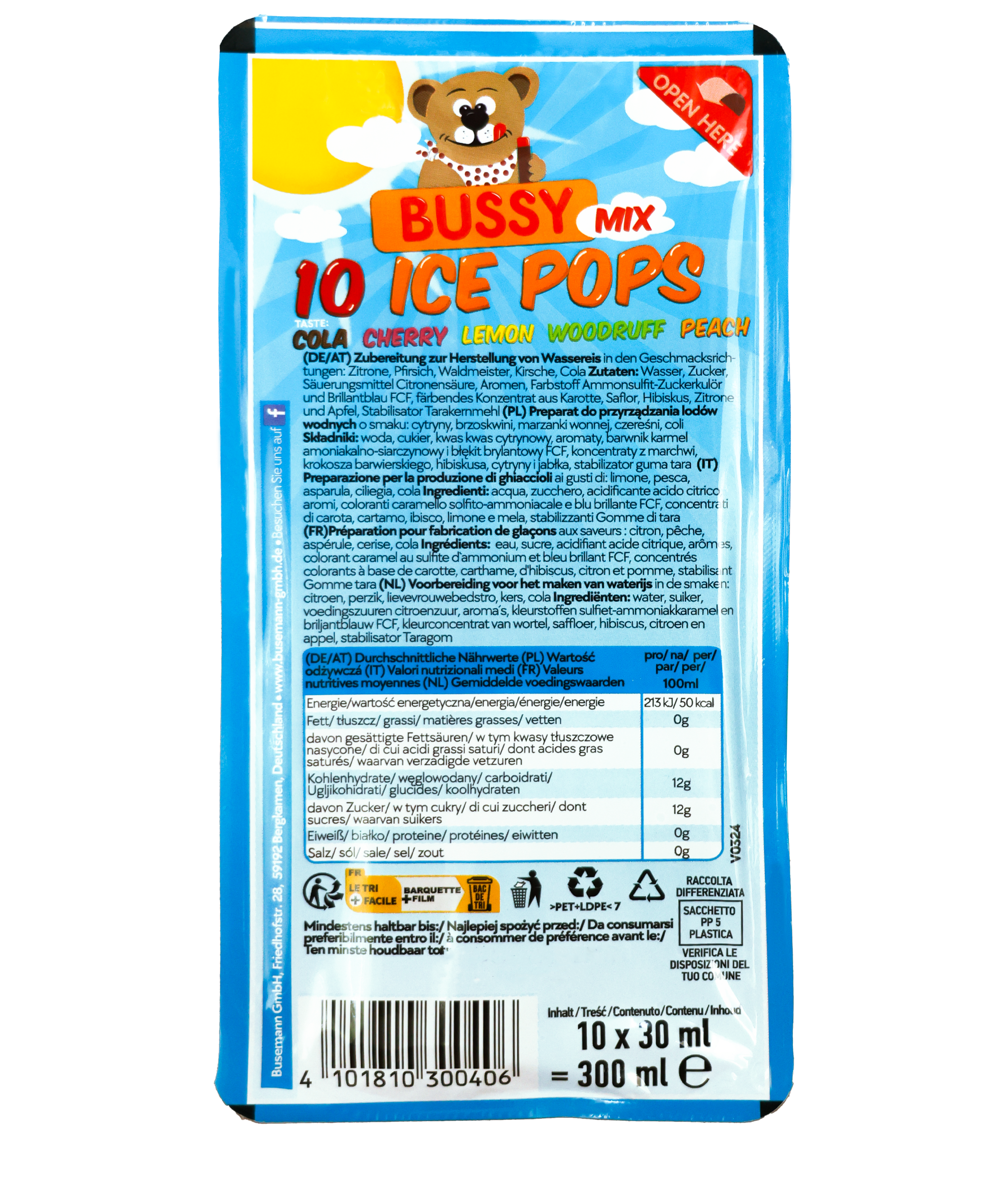 BUSSY Mix 10 Icepops 300 ml SB-Schale