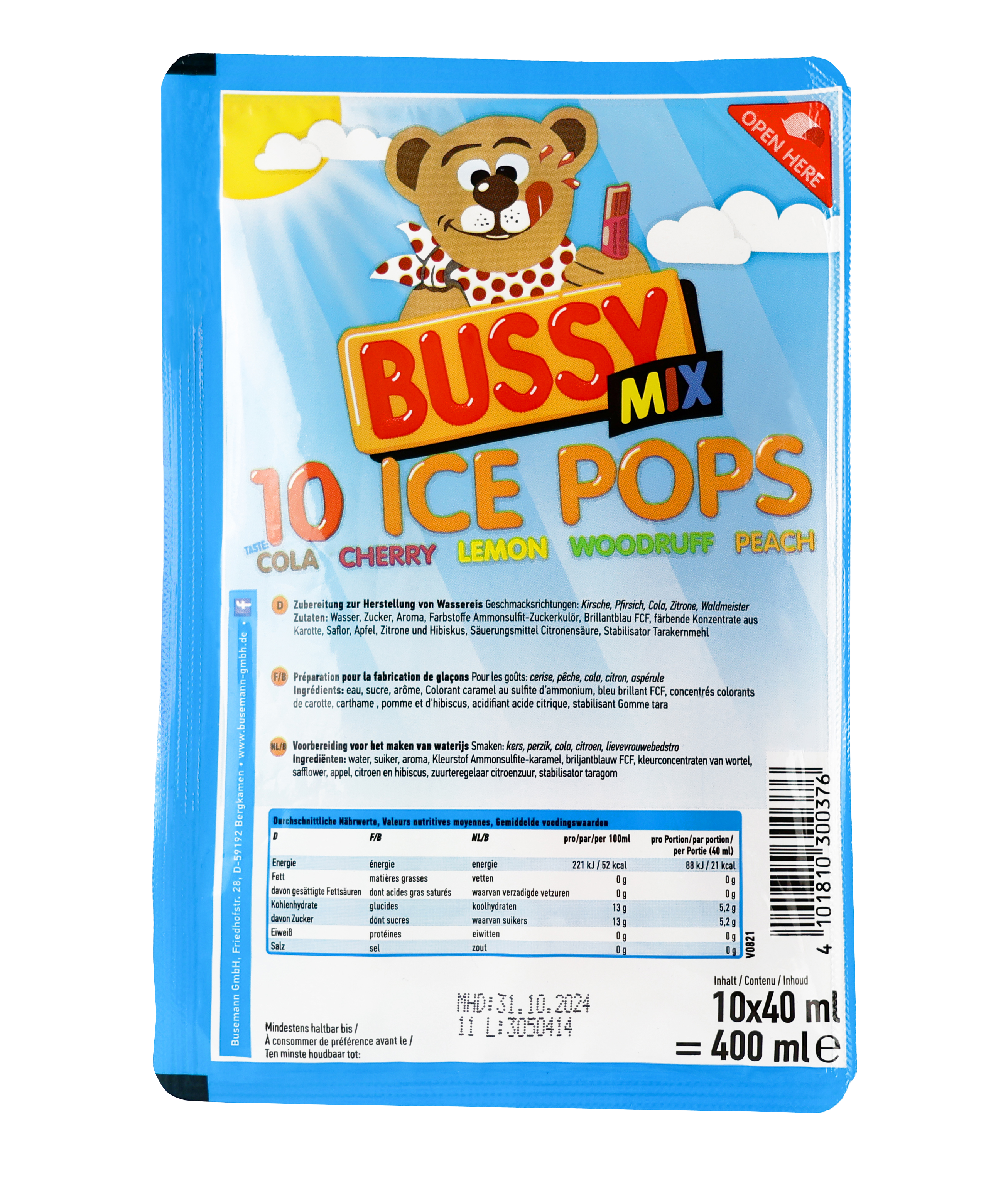 Bussy Mix 10 ICE POPS 400ml Produktabbildung